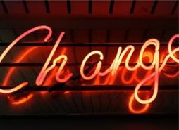 Orange 'Change' Neon Sign